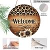 2D Flat Aluminum 7.87 Inch X 7.87 Inch Leopard Print and Floral Pattern Welcome Sign Wall Decoration, Vintage Style. Suitable for Cafes, Living