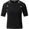French Elegant Daily Commuting Dating Outfit Light Luxury Texture Metal Buckle Pullover Short Sleeve Solid Color Knit Top M22E2328