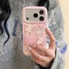 Pink Flower Cat Stand Case for iPhone 17/16 Pro Max/15/14