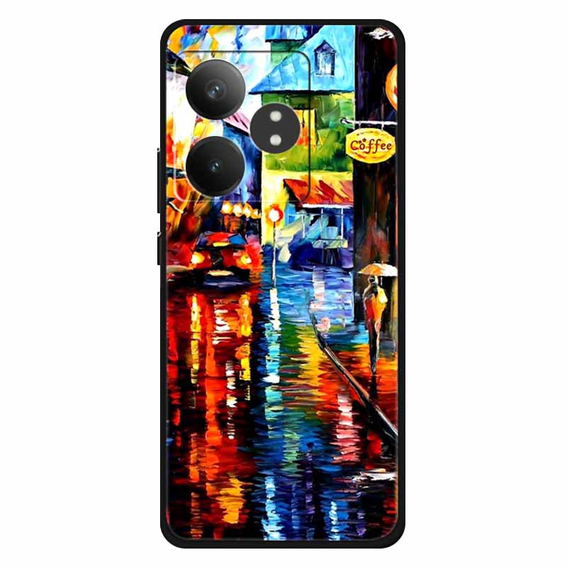 For Realme GT 6T Case Soft Feeling Silicone Luxury Phone Covers For Realme GT 6 GT6 Cases TPU Painted Marble Beautiful GT6t Wolf