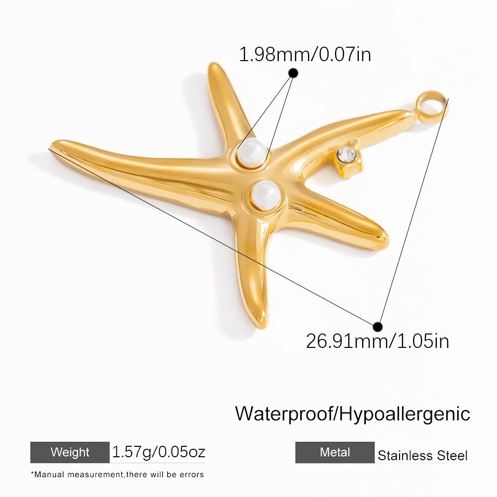 18K Gold Plated Stainless Steel Ocean DIY Pendants-Fish Starfish Conch Party Fashion Jewelry Accessories