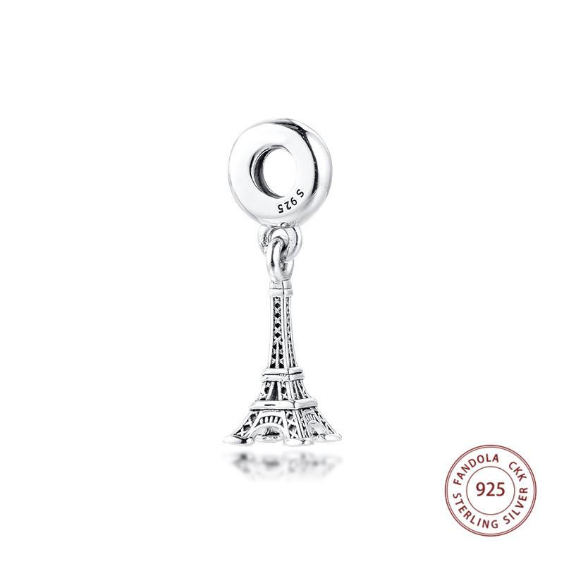 Fits Europe Bracelet Argent 925 Sterling Silver Eiffel Tower Dangle Beads DIY Jewelry Making