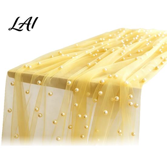 Versatile Table Runner for Holidays Faux Pearl Runner Sheer Tulle Washable Dining Room Elegant Overlay Weddings Holiday Parties Dreamy Decor