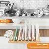 Bamboo Dish Dying Rack - Pot Lid Plate Organizer Holder for Cabinet - Cutting Board Organizer-Plate Rack for Dish, Pot Lid, Bowl, Cup, Cutting Board