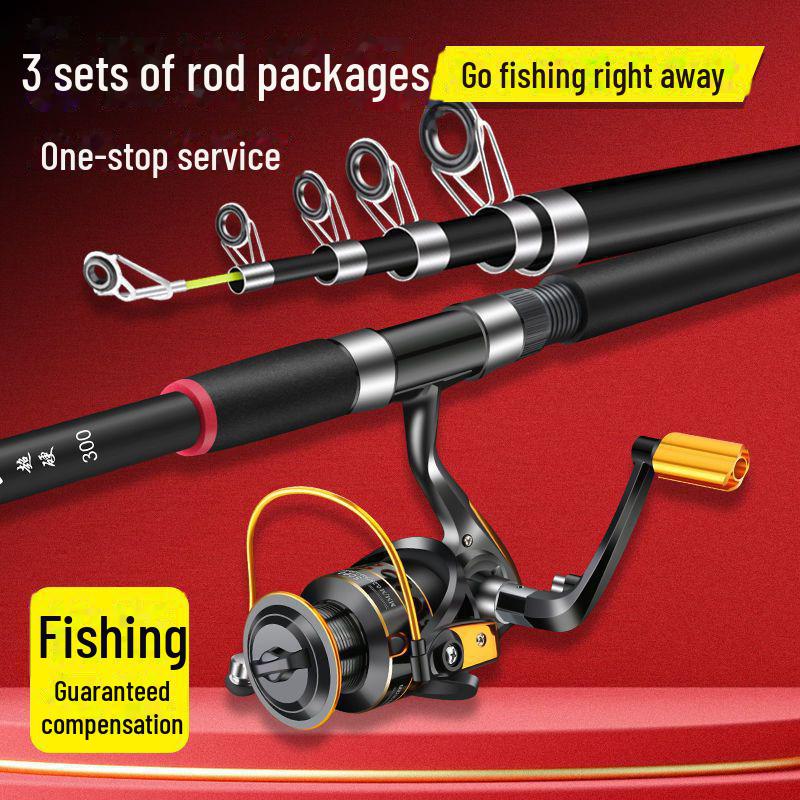 Minglun Wolf King Carbon Sea Rod Set: Super Hard, Long-Cast Fishing Gear.