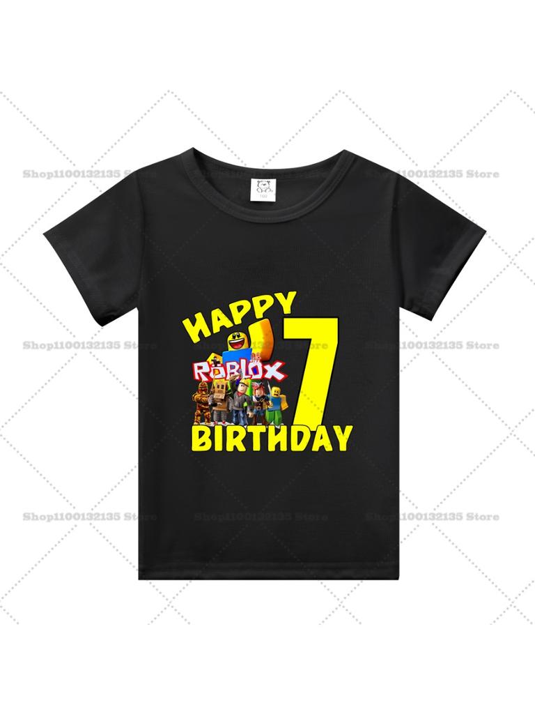 Summer Roblox Children Birthday Number T Shirt Girl Boy Clothes Baby Cotton Tee Shirts Party Short Sleeve Tops Toddler Gifts