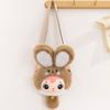 Baby Rabbit Three Plush Toy Shoulder Bag With Adjustable Strap Design Zipper