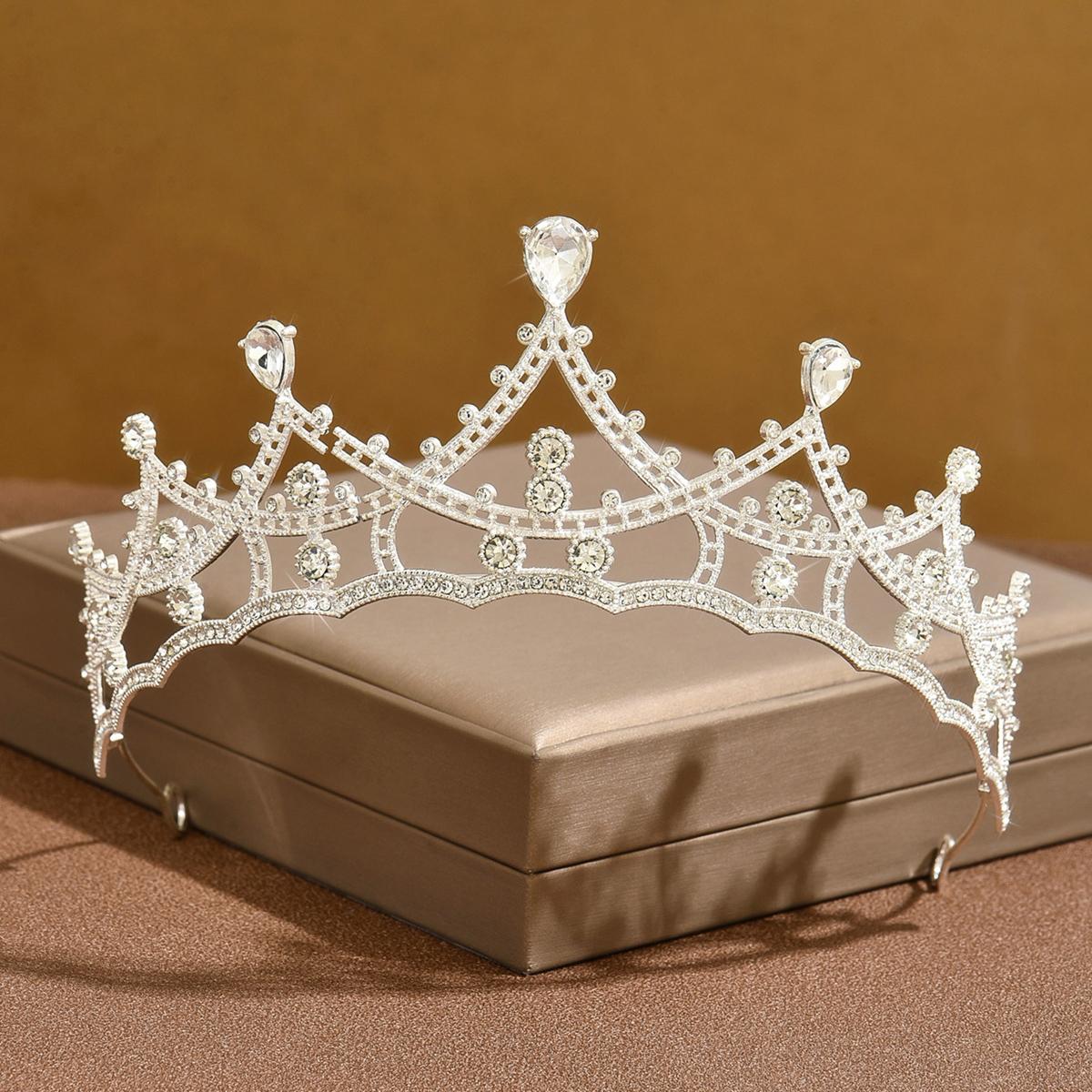 Amazon Bridal Wedding Set Full of Diamond Crown Necklace Earrings 3-Piece Wedding Toast Dress Accessories