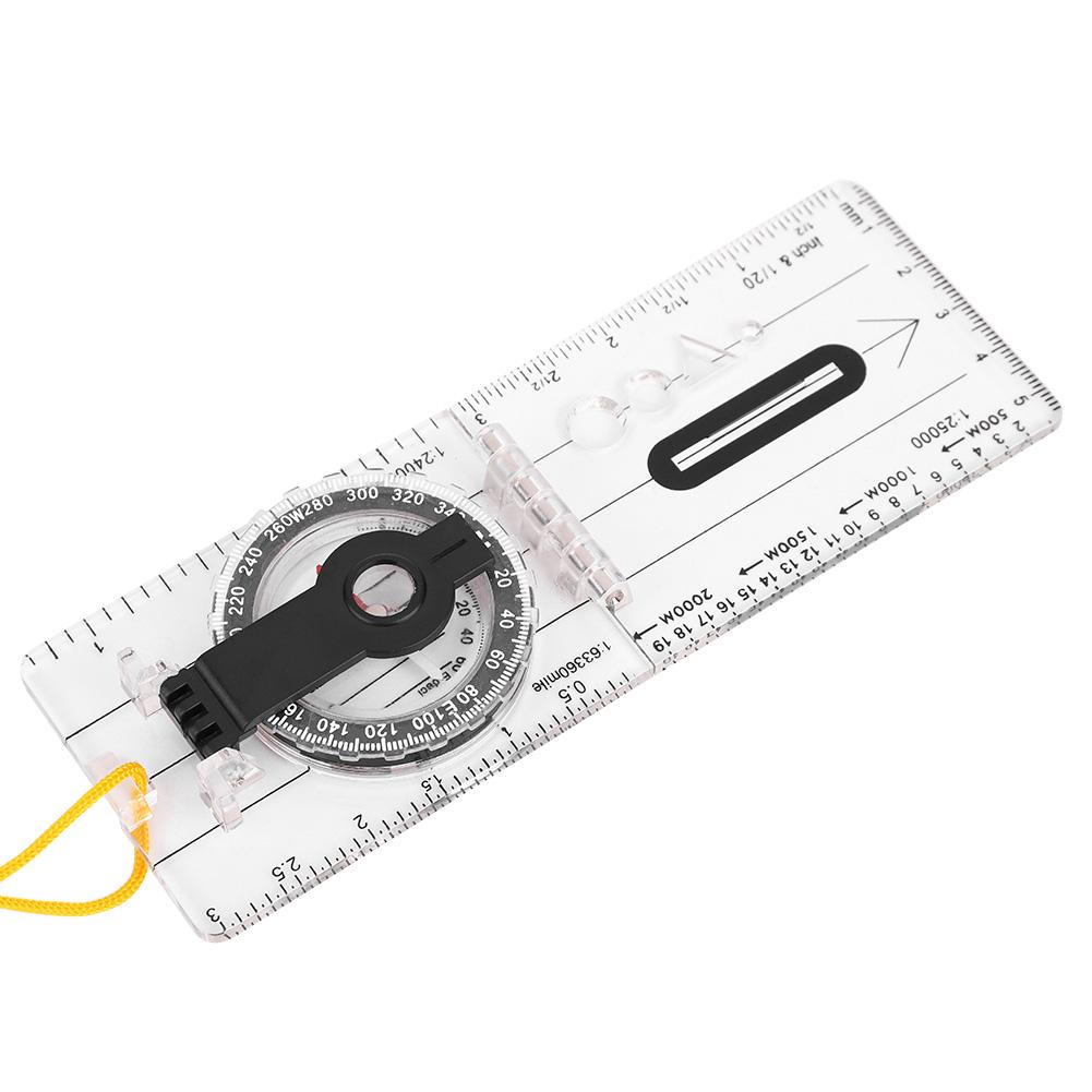 

Outdoor Lightweight Plastic Map Transparent Ruler Mapping Compass Tool Accessory