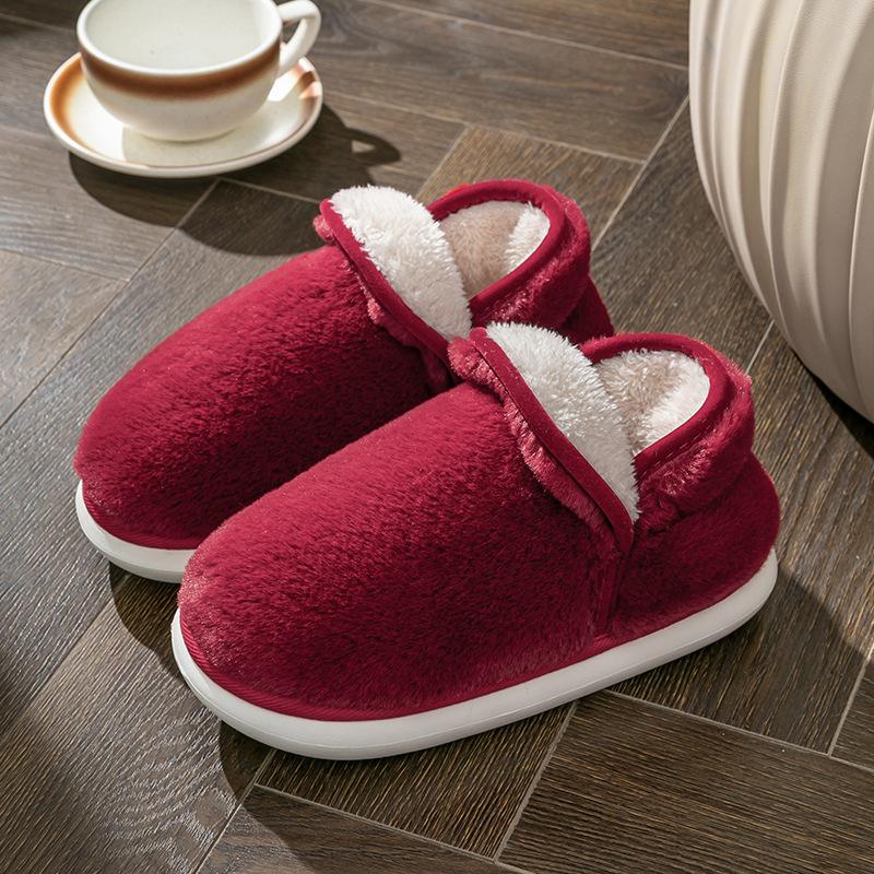 Bag heel cotton slippers non-slip elderly women's winter new thickened and velvet mother warm cotton shoes thick sole