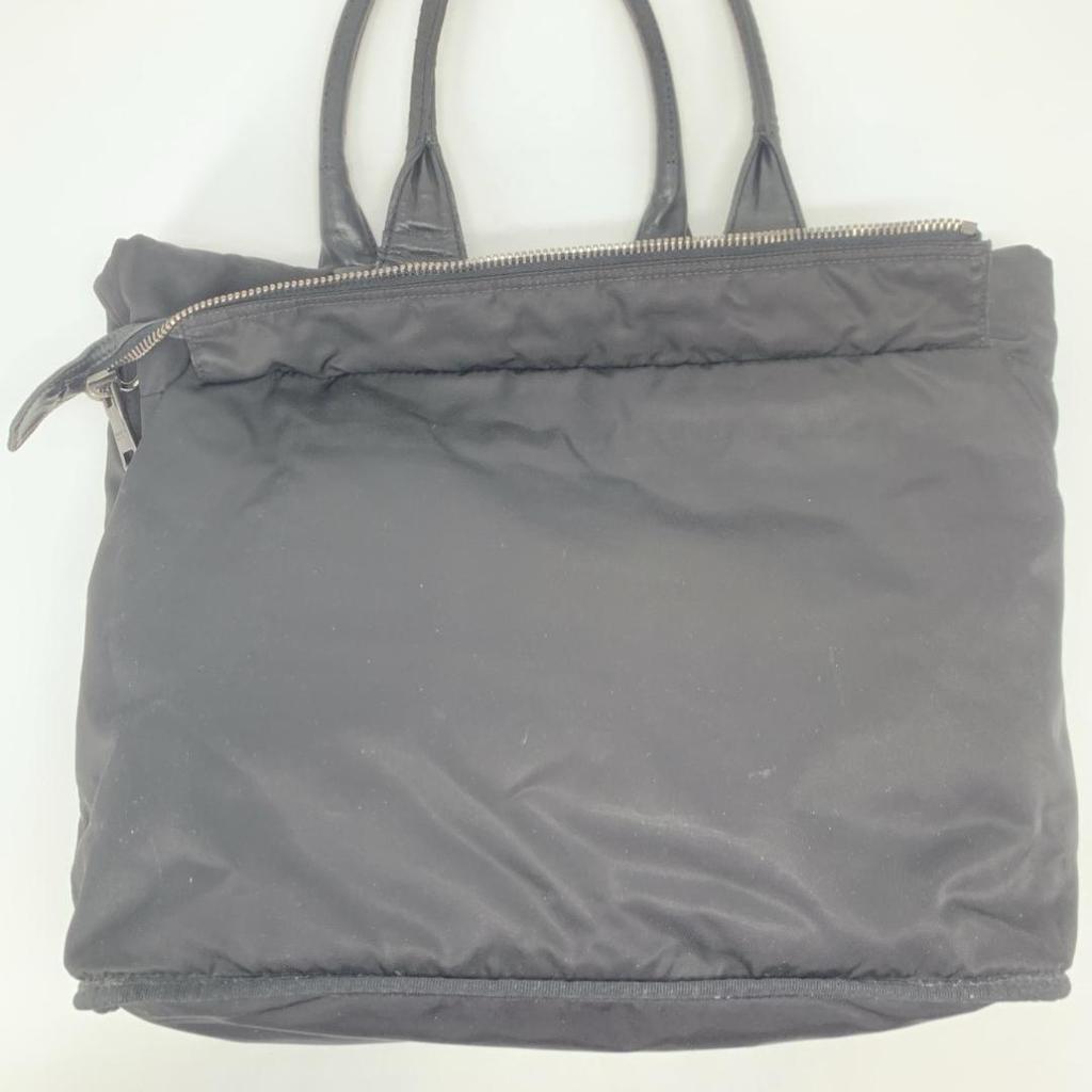 Prada Reversible Tote Bag Handbag Leather Genuine Leather Tessuto Nylon Black Women's Men's Unisex Lightweight