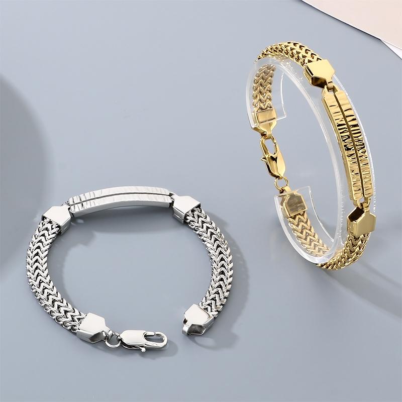 Durable Stainless Steel ID Bracelet for Men Minimalist Braided Chain Fashion Jewelry Vintage Accessory Daily & Party Wear