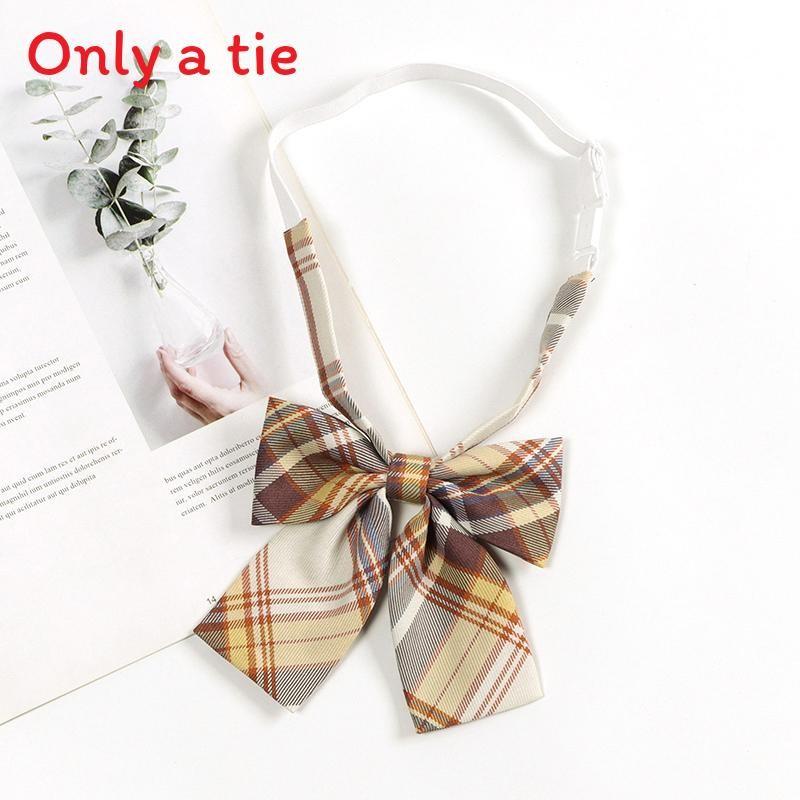 Checkered Retro Brown Striped Tie And Bow For Casual School Outfits Gifts And