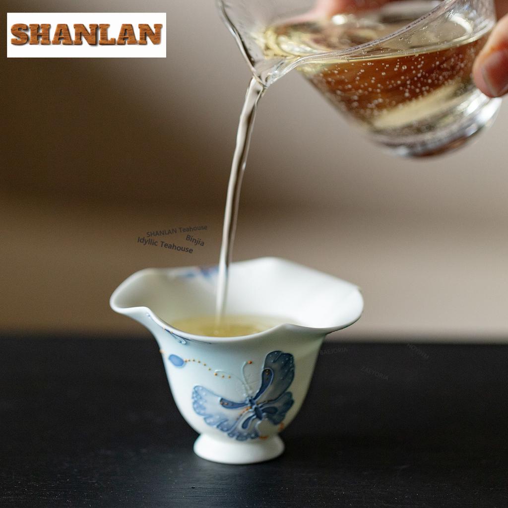40ml Hand Drawn Butterflies Teacup Ancient Tea Bowl Tea Pair Tea-tasting Personal Cup Jianzhan Master Cups Tea Ceremony Supplies
