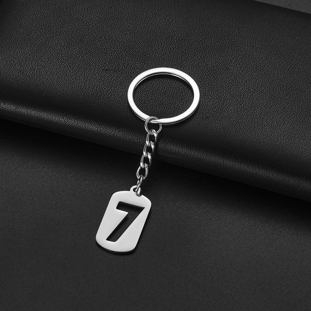 Versatile Stainless Steel Hollow Number Keychain Pendant