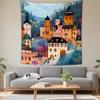 Boho Chic Wall Tapestry With Moon Phase Floral Starry Sky Design Bedroom Yoga Studio Decor