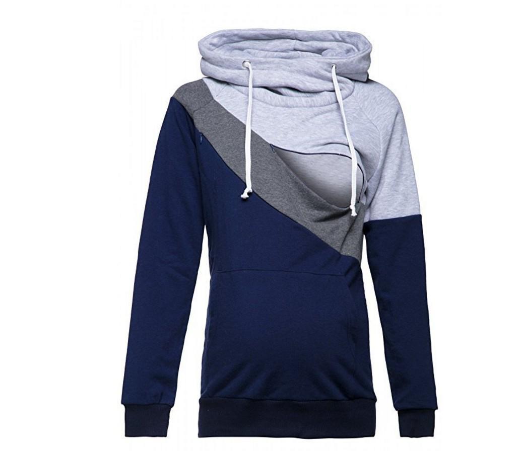 

European & American Women s Multifunctional Nursing Sweatshirt: Fashionable Long Sleeve Patchwork Jacket (2025). S світло-сірий колір