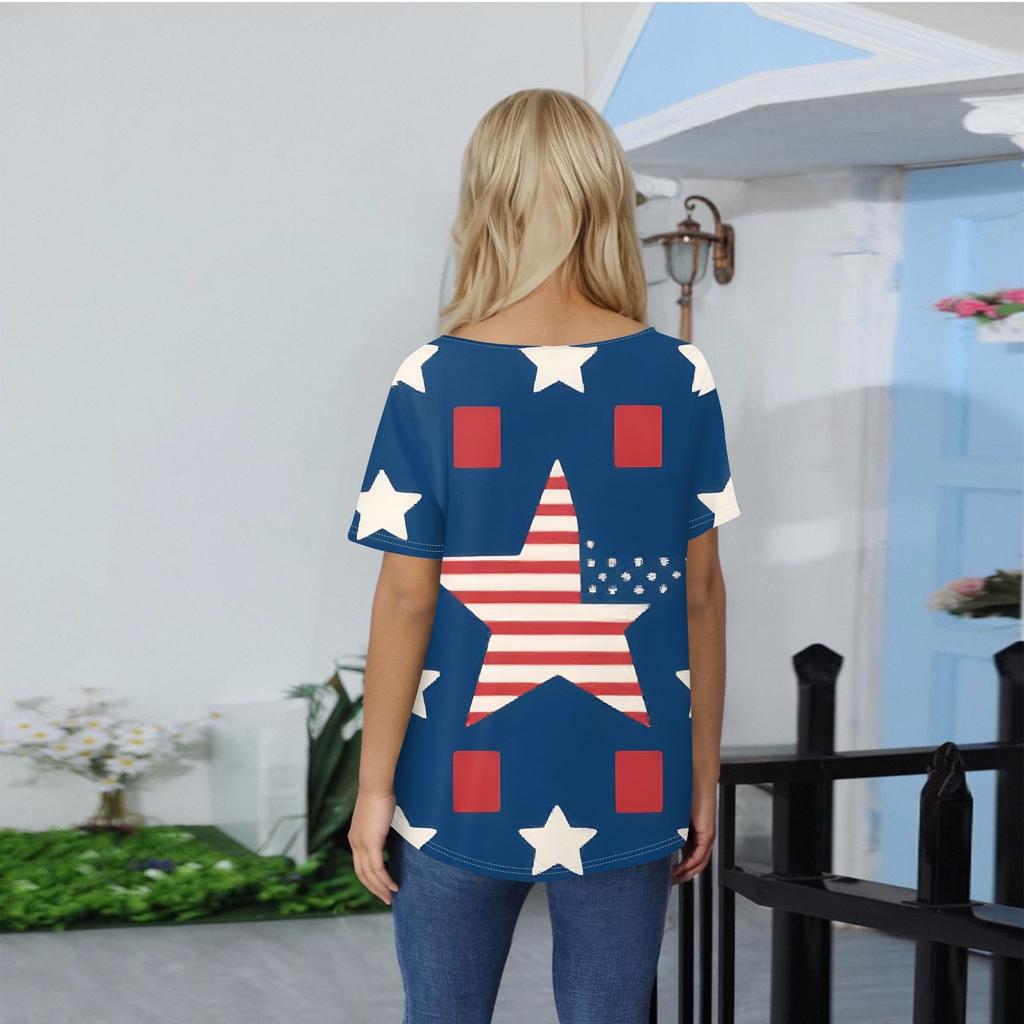 Women's T Shirt Tee Print Button Short Sleeve Daily Weekend Fashion Basic V- Neck Regular Top