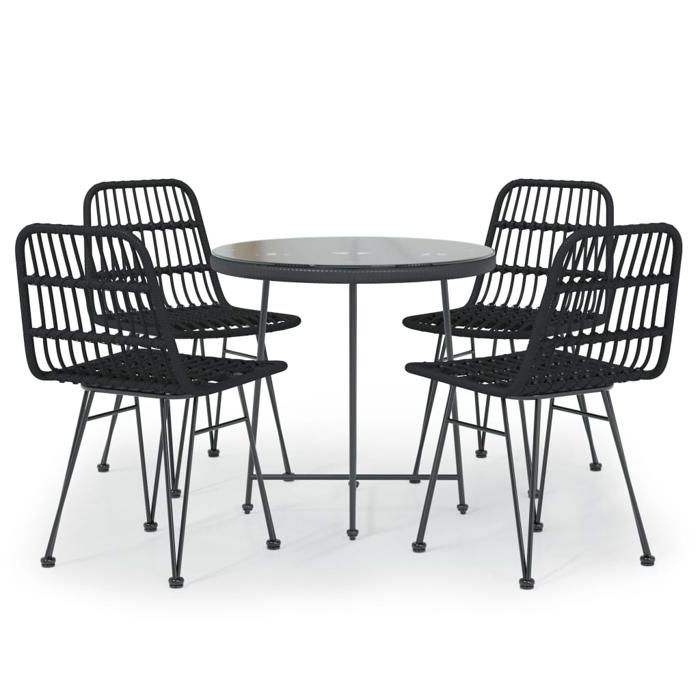VidaXL Ensemble à manger de jardin 5 pcs Noir Résine tressée, ensemble de patio, ensemble bistro de jardin, ensemble de 3157844