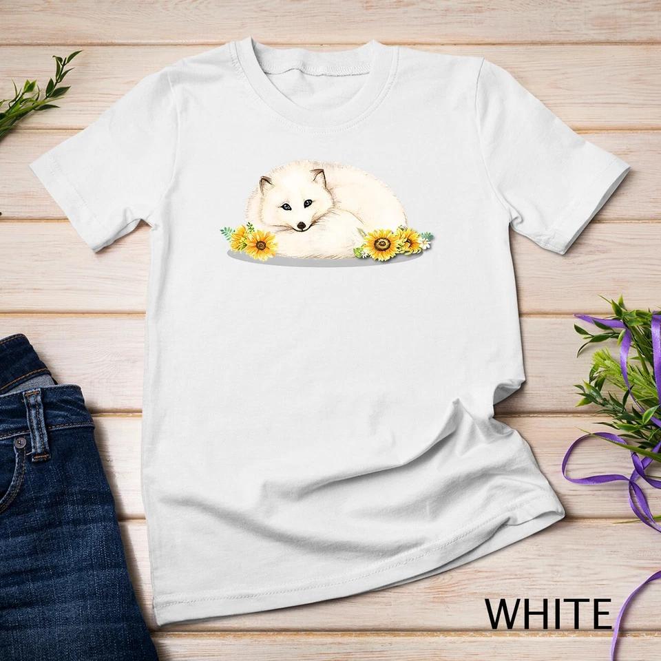 Arctic Fox Flower T-Shirt Unisex T-shirt 14 3XL