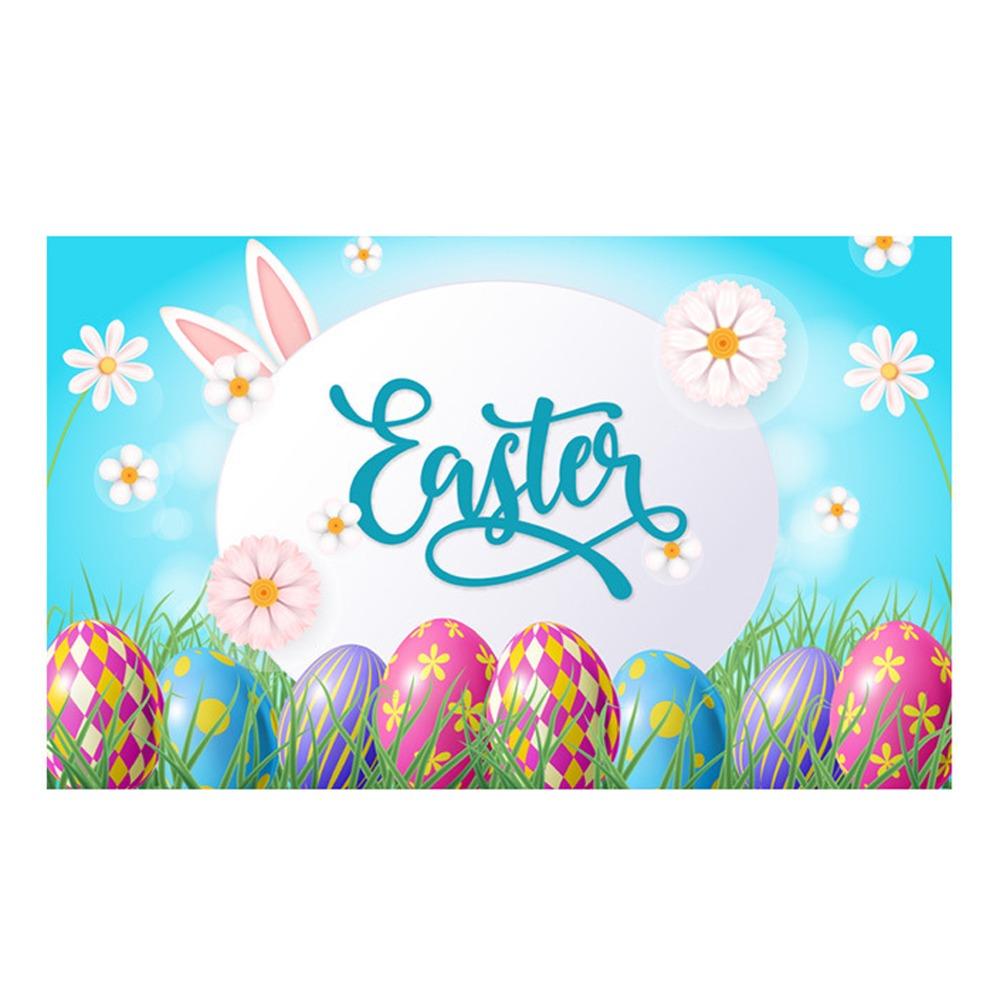 Colorful Bunny Eggs Background Decor 180*110cm Easter Photo Banner Poster Props  Home Party Decor