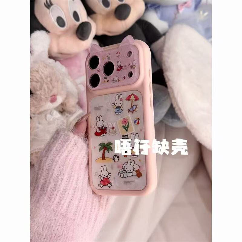 Cute Shell Pattern Vacation Rabbit Three-dimensional Cat Ears Apple for 17promax/iPhone16/15 Mobile Phone
