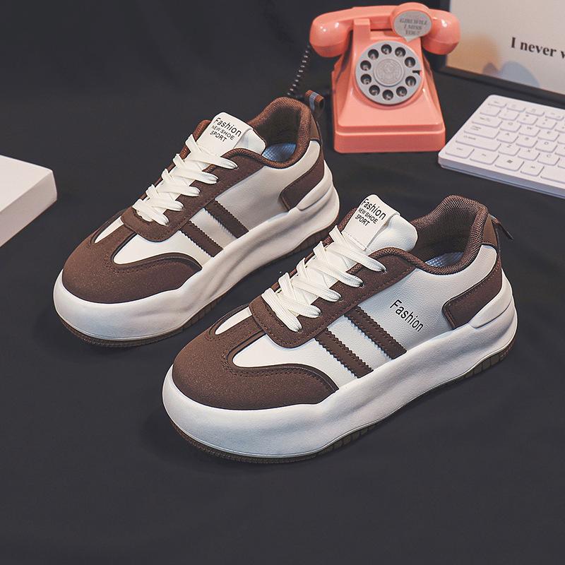 

Женская обувь, новые универсальные белые туфли на осень и зиму, универсальные студенческие весенние повседневные кроссовки из кожи с толстой подошвой 40