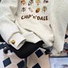 2025 Embroidered cartoon fleece sweater women's season design sense loose cute hooded jacket