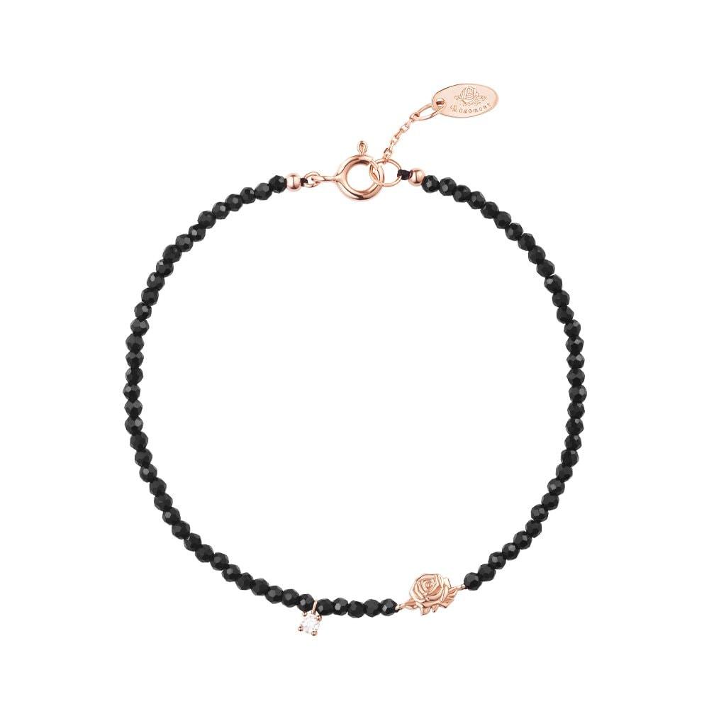 [Rosemont] Silver Black Bead Bracelet La Vie En Rose Ra24D37K