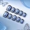 Spring/Summer Blue Butterfly Frosted False Nails - 24 Piece Set: Short, Square, Removable, Girly, Simple, and Cool.