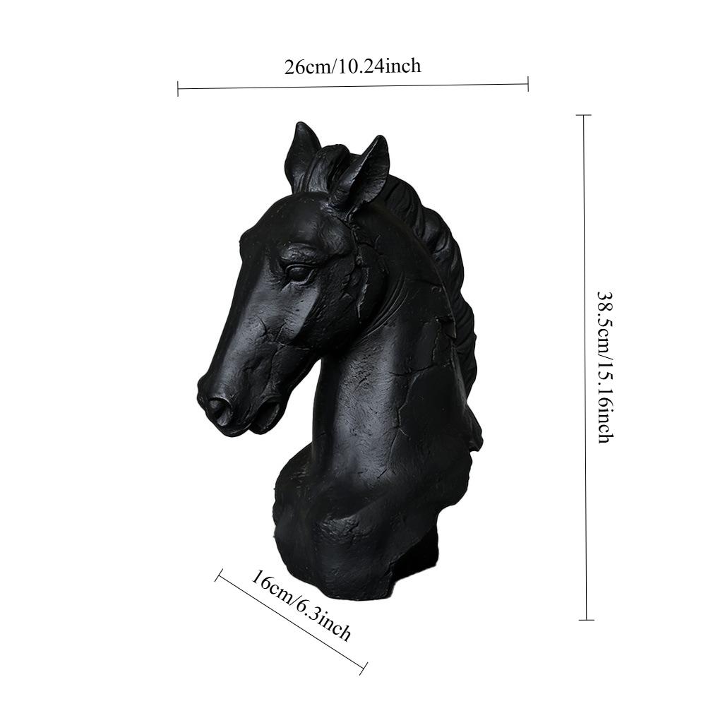 Resin Handicraft Make Old Horse's Head Artificial Animal Sculpture War Horse Statue Decorative Figurines Home Decoration