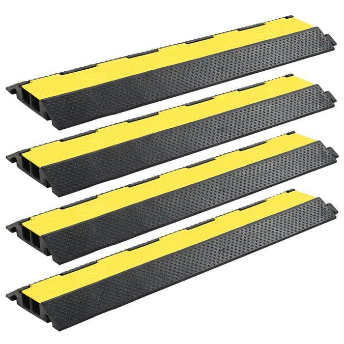 VidaXL Cable Protection Ramps 4 Pcs 2 Channels Rubber 101.5 Cm 142835