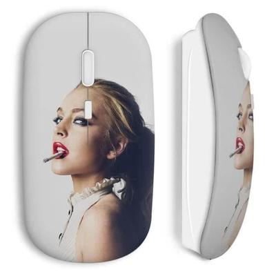 Souris Sans Fil - MANIACASE - Girl cigarette - Blanc - USB wifi - Compatible Mac et PC