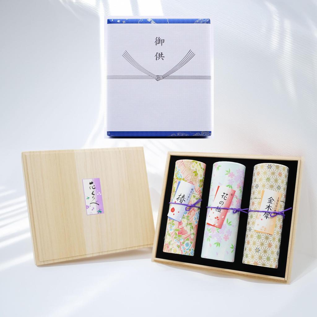 Hanakurabe Drei-Duft-Räucherstäbchen (Kirschblüten-, Elegante- und Osmanthus-Düfte) - Raucharmes Räucherwerk mit Geschenkverpackung und Noshi (Geschenkpapier) -