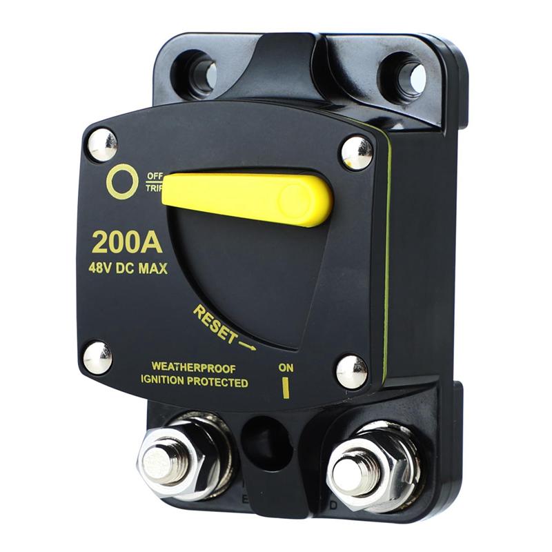 Circuit Breaker Fuse Reset 12-48V Dc Car Audio Amplifier Circuit Breaker Waterproof Parts Accessories , 200A