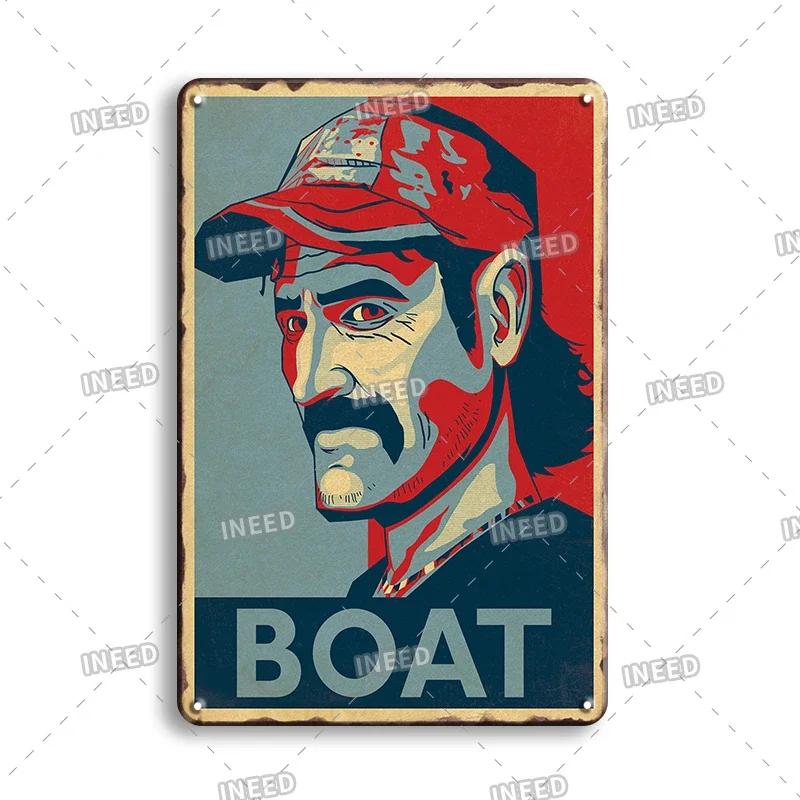 Vintage Yacht Club Art Decor Metal Poster, Retro Boat, Anchor Iron Painting, Personalized Man Cave, Beach Bar Decor Plaques