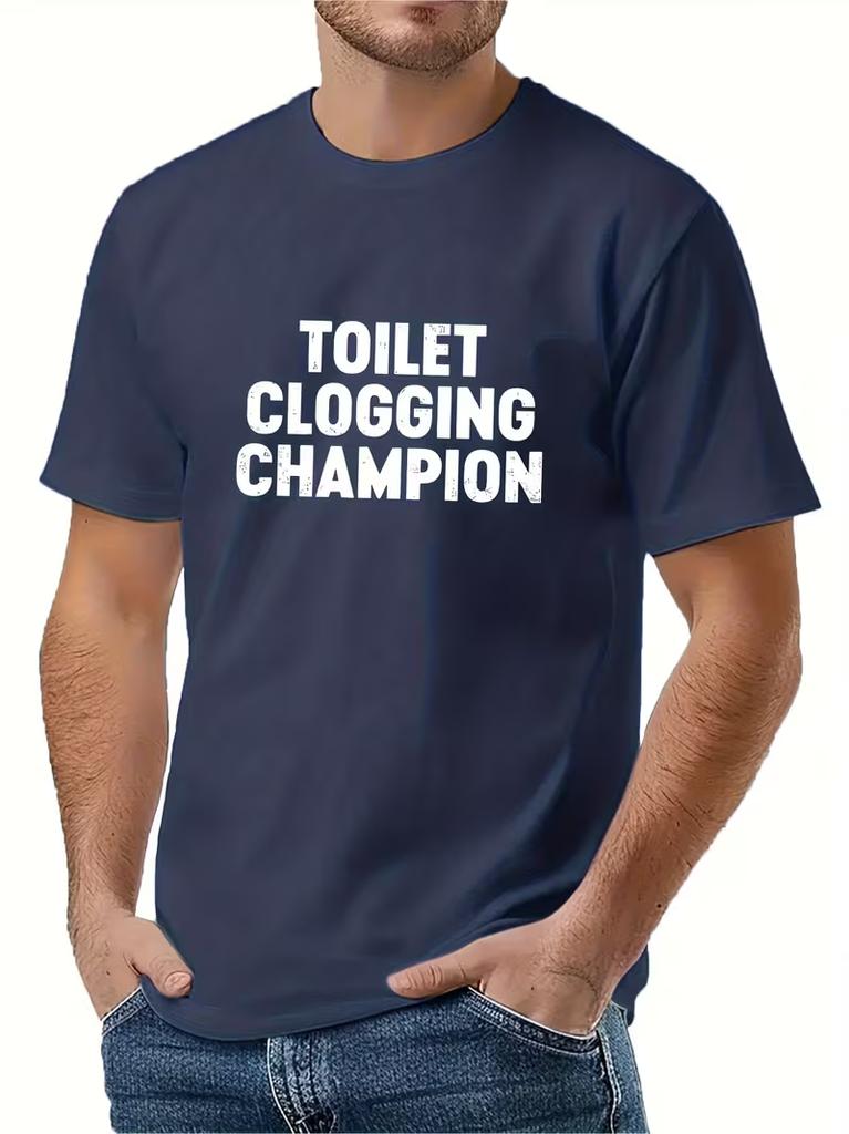 Unisexs TShirt Funny Toilet Clogging Champion Meme Oversized Y2k Unisex Cotton Tee Vintage Harajuku Unisex Humorous Short Sleeve
