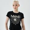 [mardimercredi] Slim Fit Top Eyelet Flower Black Ivory
