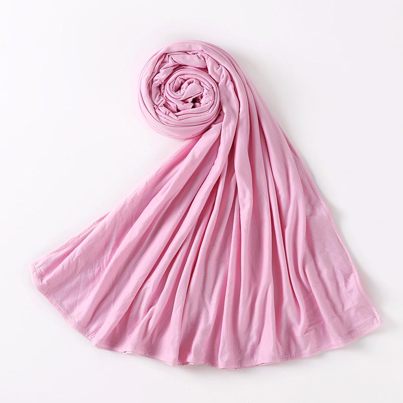 Muslim Plain Cotton Jersey Hijab Scarf Solid Color With Good Stitch Stretchy Soft Turban Head Wraps Shawl Foulard Femme