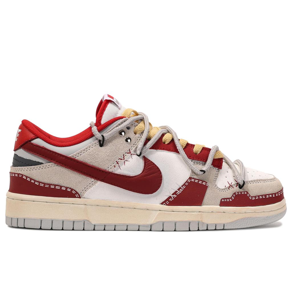 Nike Scarpe da Skateboard Dunk Low top Unisex Rosso Bianco Grigio FJ5429-133(TeamM-)