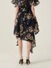 Kaie Art Graphic Satin Silk Asymmetrical Skirt