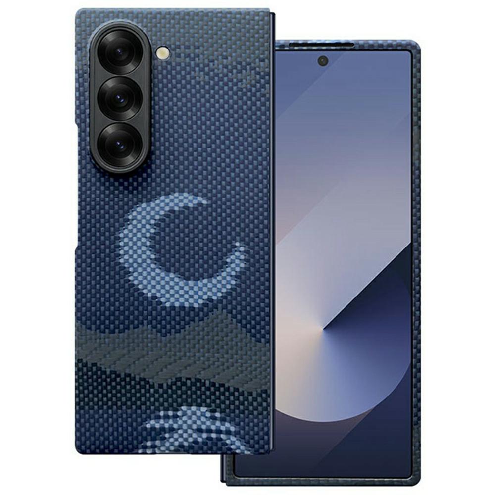 

For Samsung Galaxy Z Fold6 5G Magnetic Case Precise Cutouts Aramid Fiber Phone Cover with Metal Lens Frame Moon