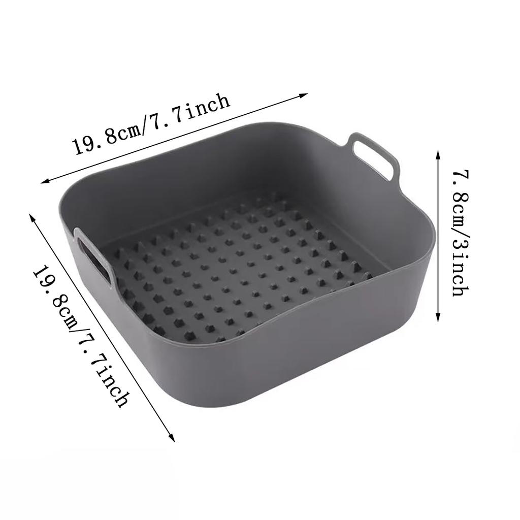 1PC Air Fryer Double Ear Silicone Baking Tray Square Thickened Heat Resistant Silicone Insulation Mat Air Fryer Stereo Tray