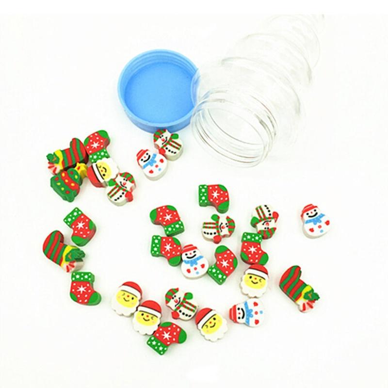 1bottle Christmas Gift Santa Tree Mini Eraser Kawaii  Students Stationery School Supplies