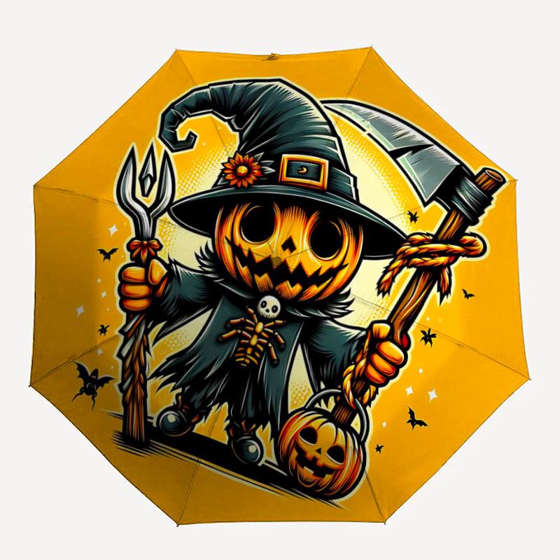 

1pc Pumpkin Reaper Automatic Umbrella High Quality Canopy, Portable Folding Umbrella with, Ideal Gift for - Travel, Everyday, Formal Events, Stylish A