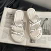 Bow thick bottom heightening women's cool slippers summer new wear heightening fairy style versatile flip-flops female tide