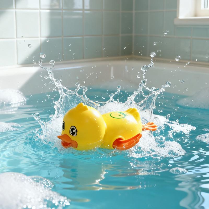 1 A swimming duckling with a smooth surface, exquisite details in the shape of the duck, and smooth swimming. It can be used in a family bathtub