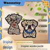 Wacocetoy Irregular Wooden Dog Jigsaw Puzzle - Cute Stackable Ornament Gift