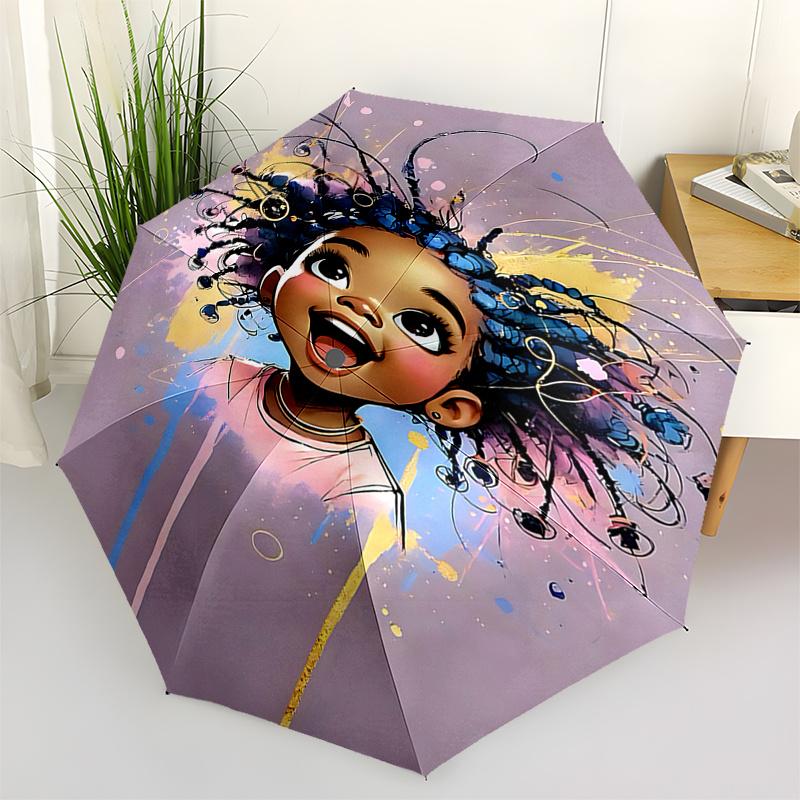 Black Princess Automatic Opening/Closing Umbrella with Foldable Design and Iron Frame - Perfect for Outdoor Use, Festive Gifts, Travel, Dail