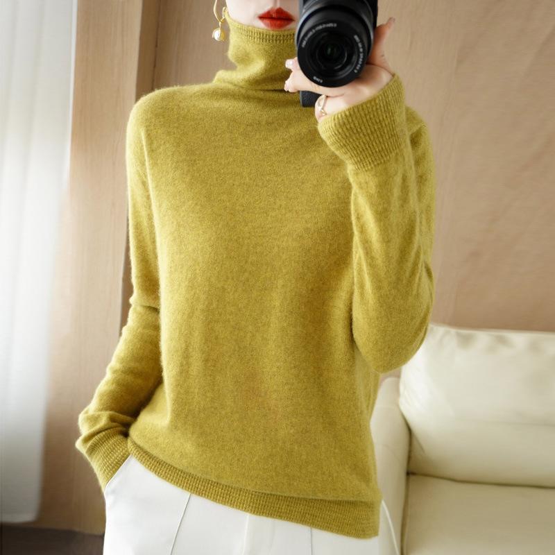 Women's Heap Neck Undercoat Autumn and Winter High Neck Sweater Loose